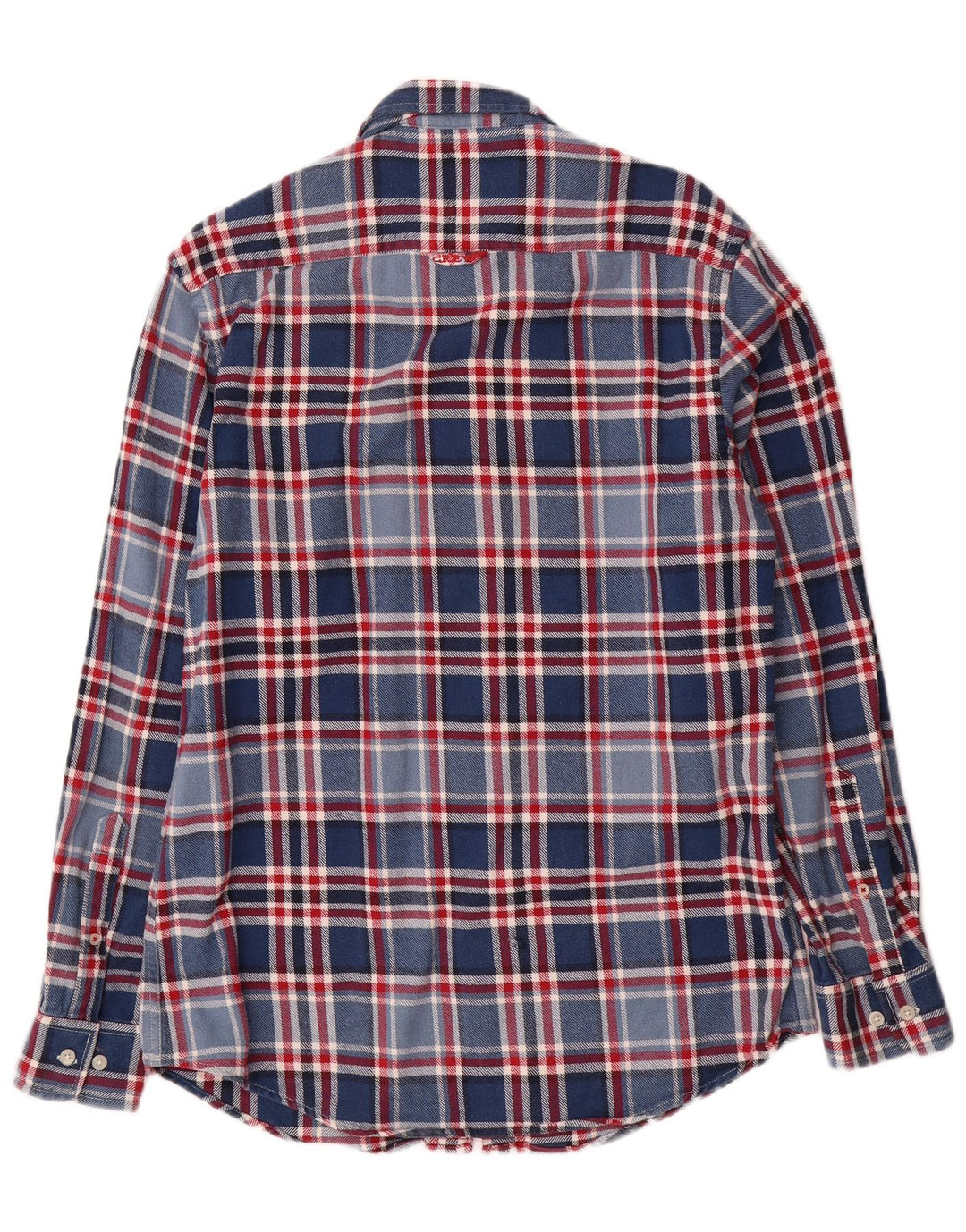 Crew Clothing Мужская фланелевая рубашка по индивидуальному заказу, средний синий клетчатый хлопок