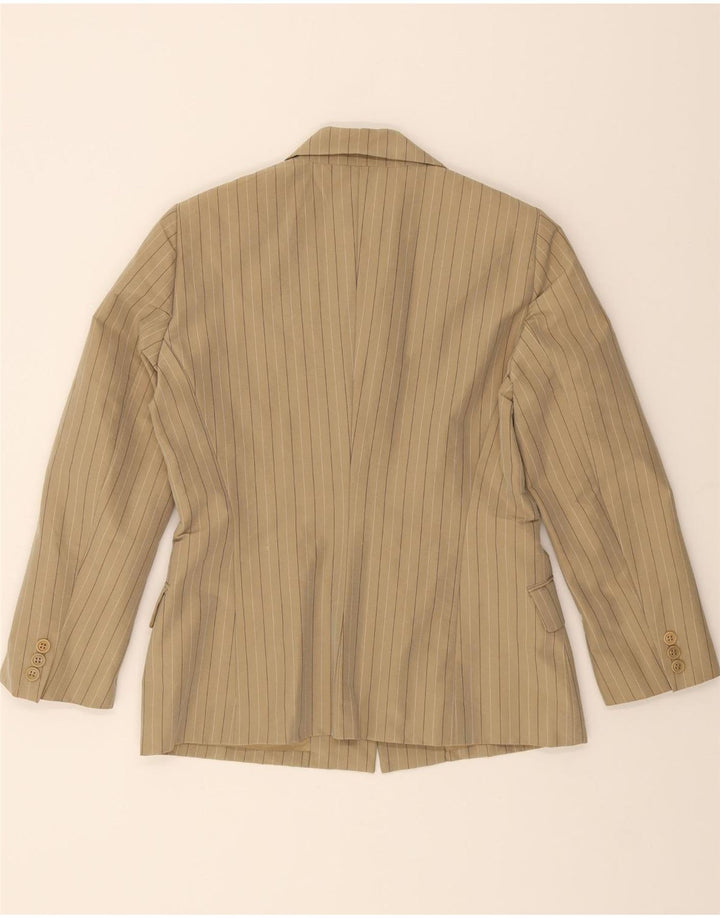 ASPESI Womens 3 Button Blazer Jacket IT 44 Medium Beige Striped Polyester Vintage Aspesi and Second-Hand Aspesi from Messina Hembry 