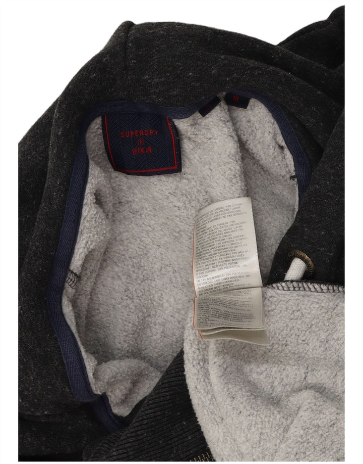 Мужской свитер с капюшоном на молнии Superdry, средний серый хлопок с крапинками