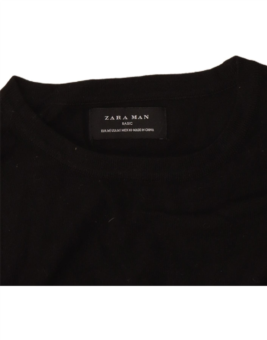 Мужской джемпер с круглым вырезом Zara, средний черный