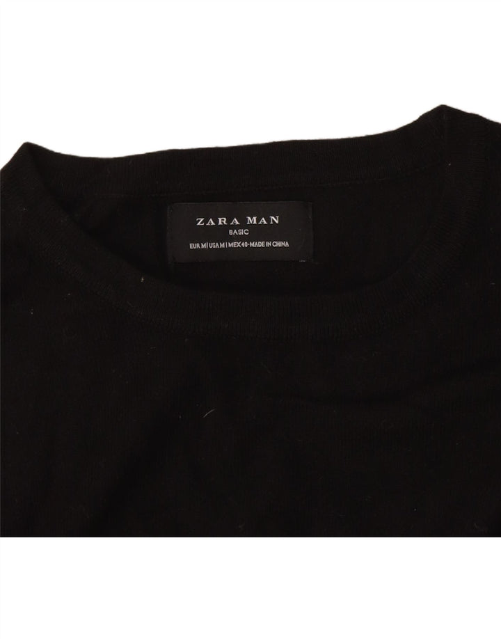 Мужской джемпер с круглым вырезом Zara, средний черный