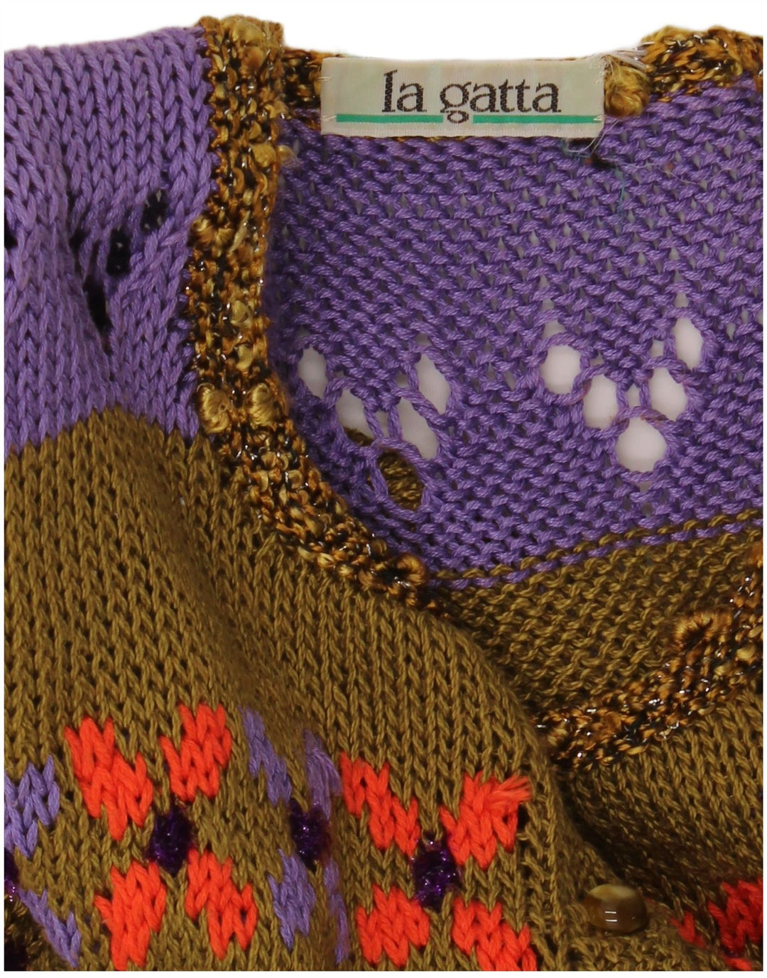 Винтажный женский кардиган с короткими рукавами, Великобритания, 14, средний цвет хаки, цветные блоки