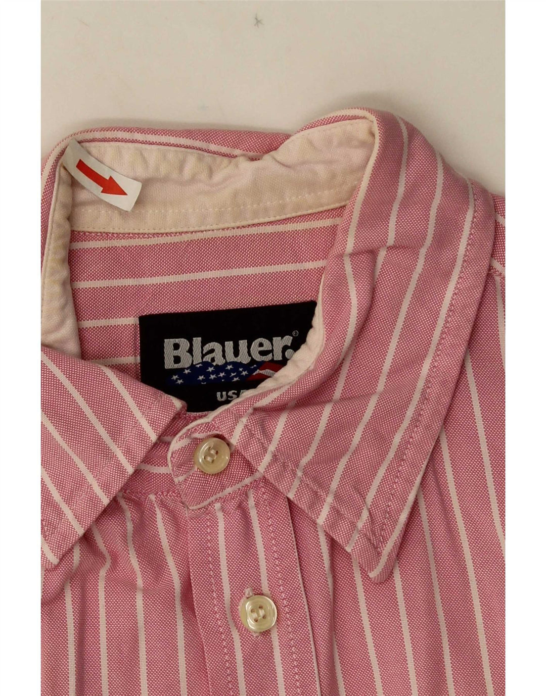 Мужская рубашка Blauer с коротким рукавом и рисунком в большую розовую полоску из хлопка