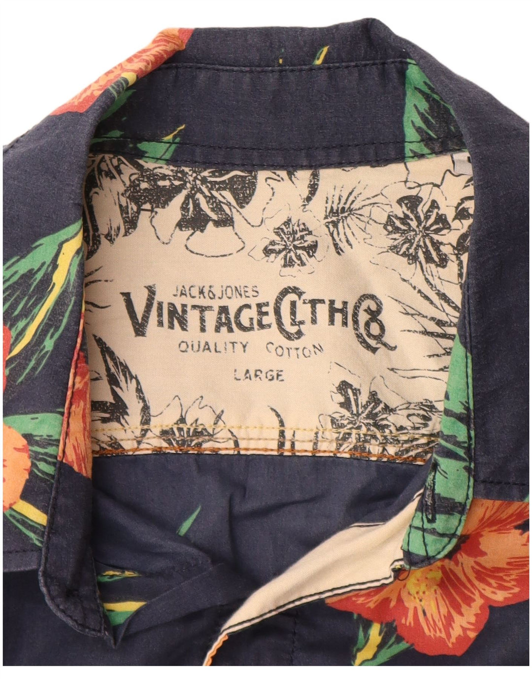 JACK & JONES Мужская рубашка с коротким рукавом, большая темно-синяя хлопковая рубашка с цветочным принтом