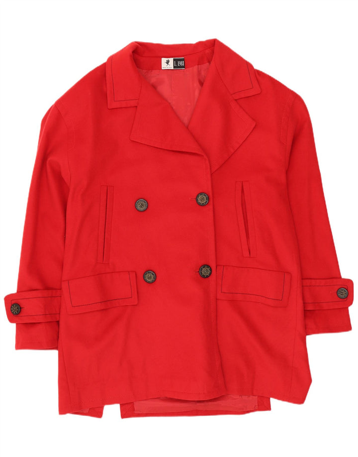 Винтажное женское двубортное пальто IT 42 Medium Red Wool