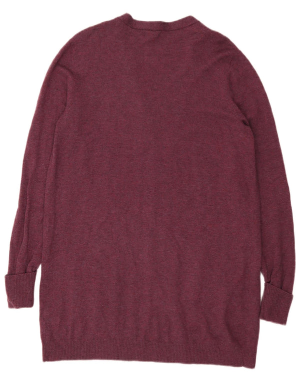 Fat Face Womens Longline Open Cardigan Sweater UK 14 Large Purple Wool