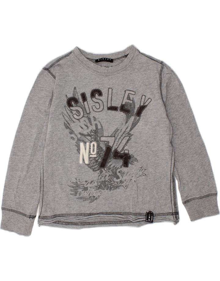 SISLEY Boys Graphic Top Long Sleeve 4-5 Years Grey Vintage Sisley and Second-Hand Sisley from Messina Hembry 