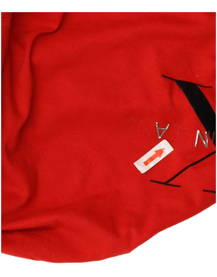 CALVIN KLEIN JEANS Женская футболка с рисунком Top UK 14 Средний красный хлопок