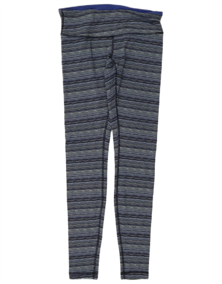 LULULEMON Womens Leggings US 8 Medium Navy Blue Striped