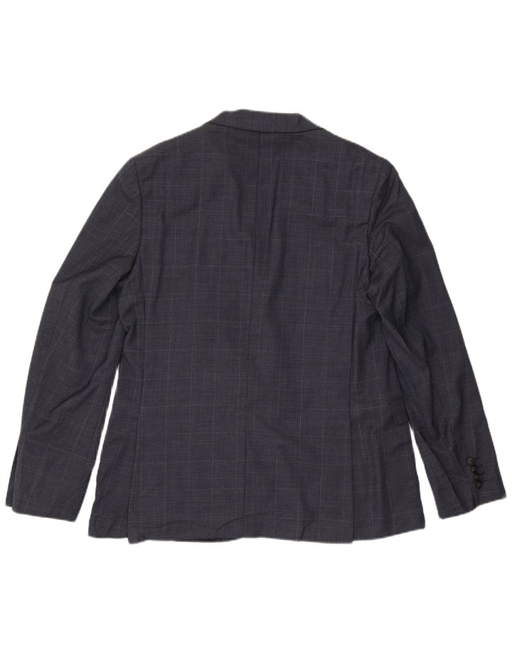 Мужской тонкий пиджак Marks & Spencer с 2 пуговицами, Великобритания 42 XL, темно-синий в клетку