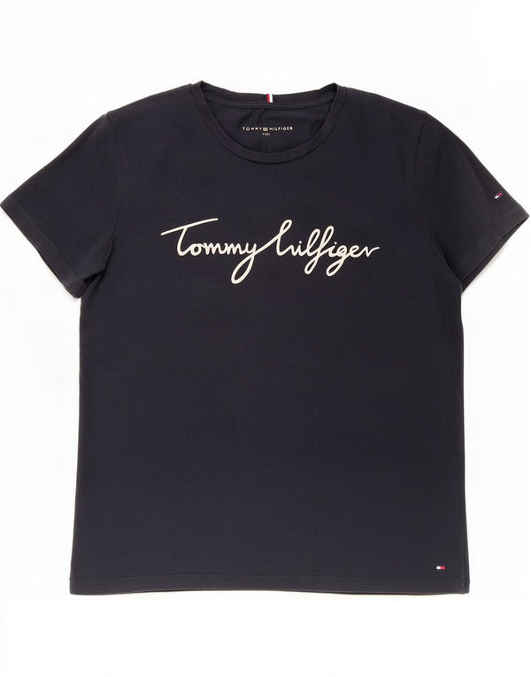 Женская футболка с рисунком Tommy Hilfiger Top UK 22 3XL Темно-синий хлопок