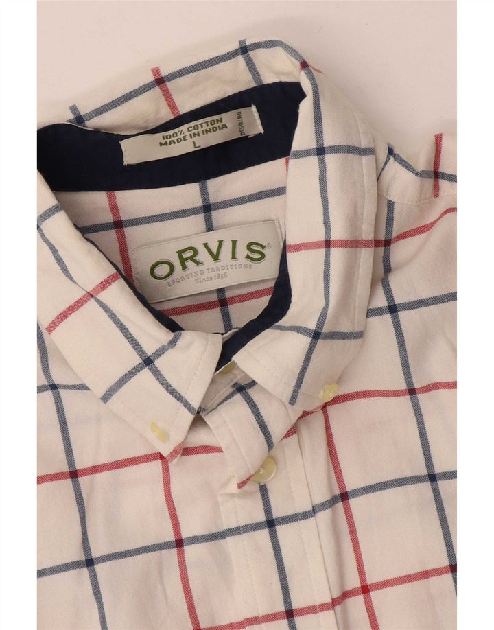 Мужская рубашка Orvis с коротким рукавом, большая белая клетка, хлопок