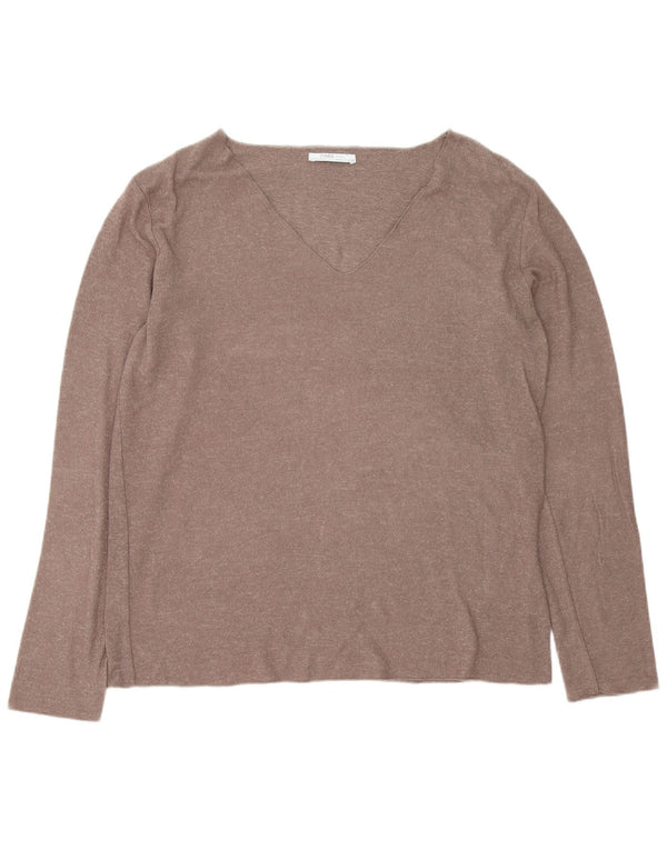 Женский топ с длинным рукавом Zara UK 18 XL, коричневый