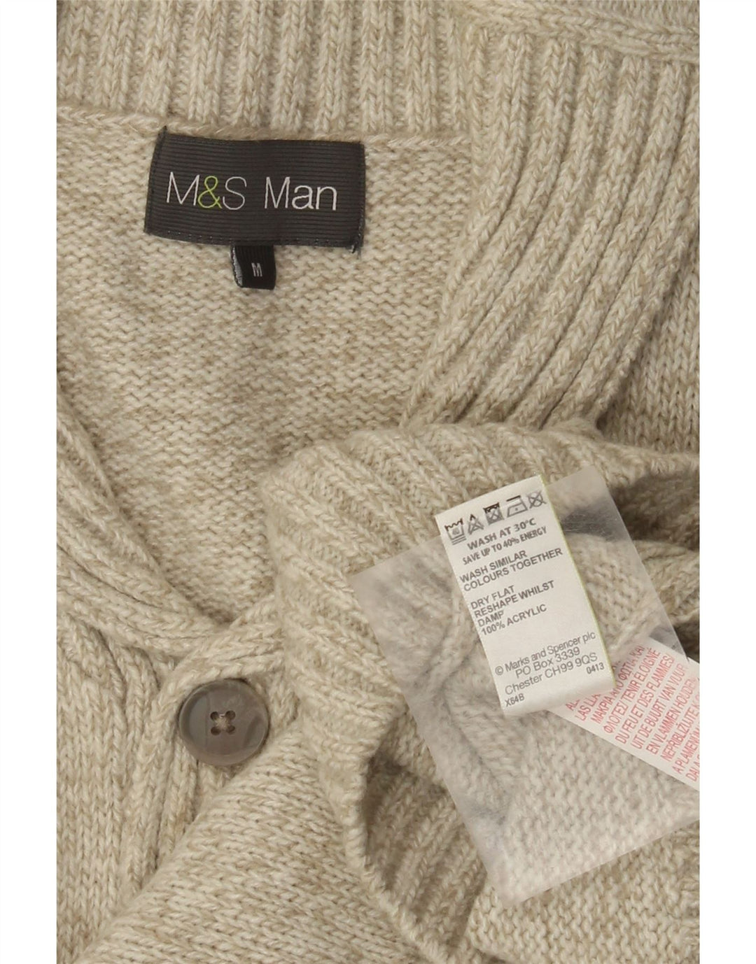 Мужской джемпер с отложным воротником Marks & Spencer, средний зеленый акрил в крапинку