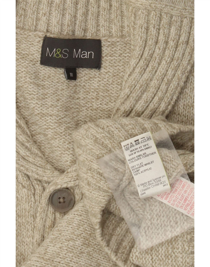 Мужской джемпер с отложным воротником Marks & Spencer, средний зеленый акрил в крапинку