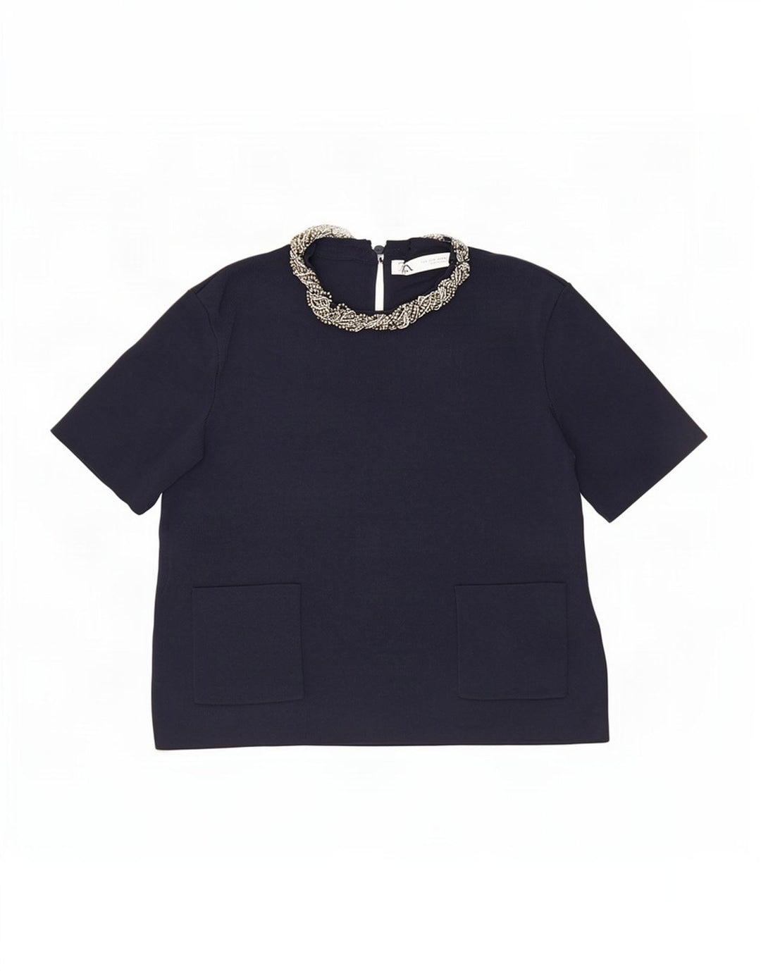 Женская укороченная блузка Zara UK 12, средний темно-синий, вискоза