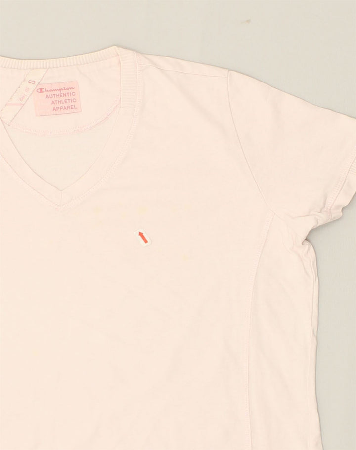 CHAMPION Womens Loose Fit T-Shirt Top UK 10 Small Pink Cotton | Vintage Champion | Thrift | Second-Hand Champion | Used Clothing | Messina Hembry 