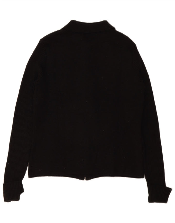 Женский кардиган с молнией Zara UK 12, средний черный шерстяной свитер