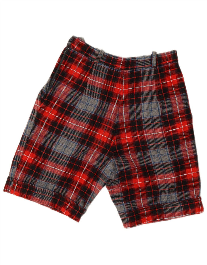 ВИНТАЖНЫЕ женские шорты чинос с высокой талией IT 42 Medium W28 Шерстяные в красную клетку