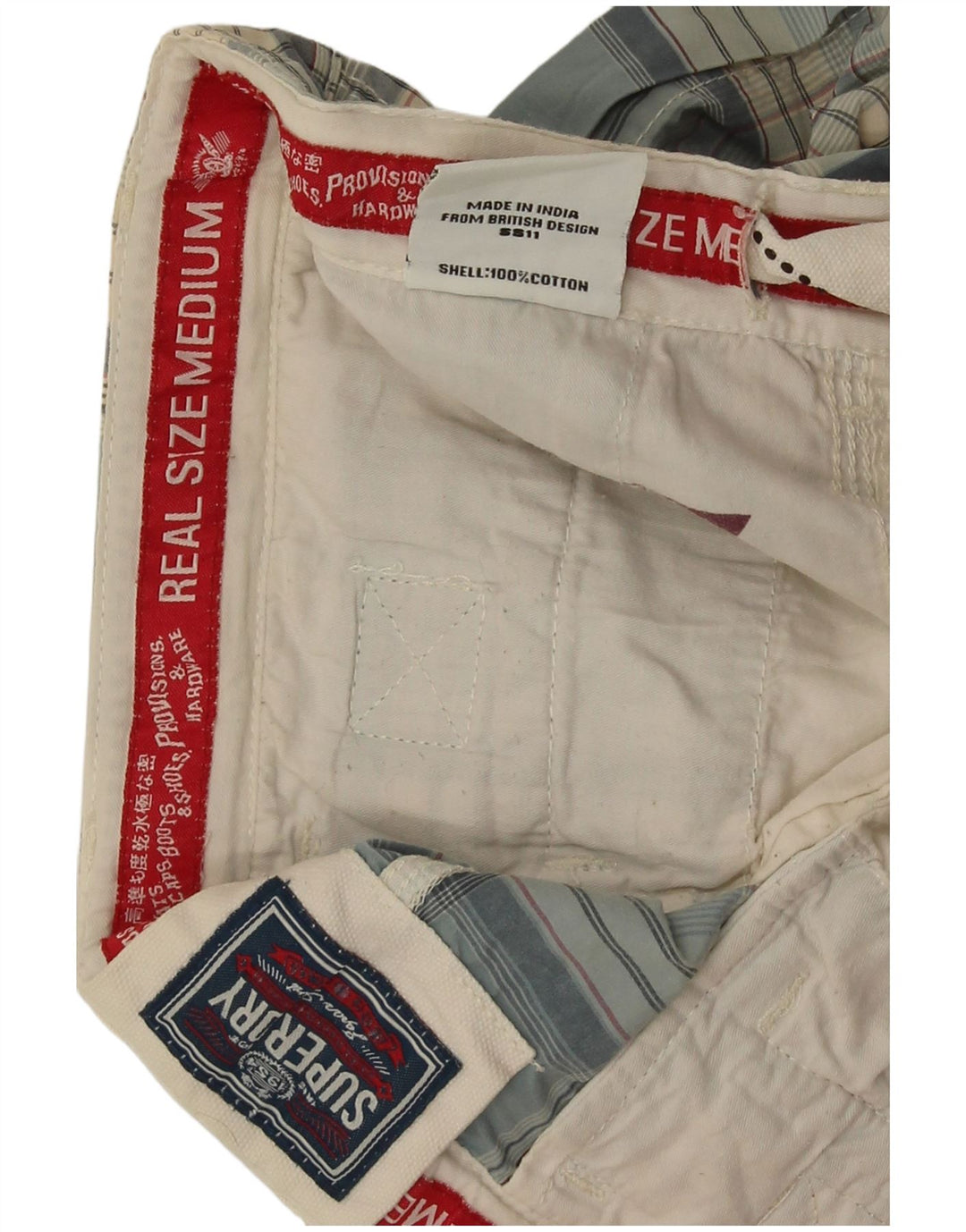 Женские шорты Superdry Medium W30, хлопок в синюю клетку