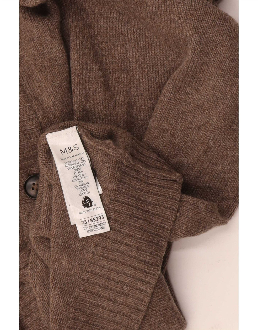 Мужской кардиган-свитер Marks & Spencer 2XL коричневый с крапинками из шерсти