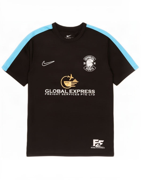 Мужская тонкая футболка с рисунком Nike Dri Fit 2XL, черный полиэстер с цветными блоками