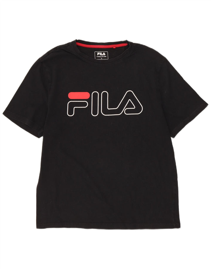 Мужская футболка с рисунком FILA, большая черная