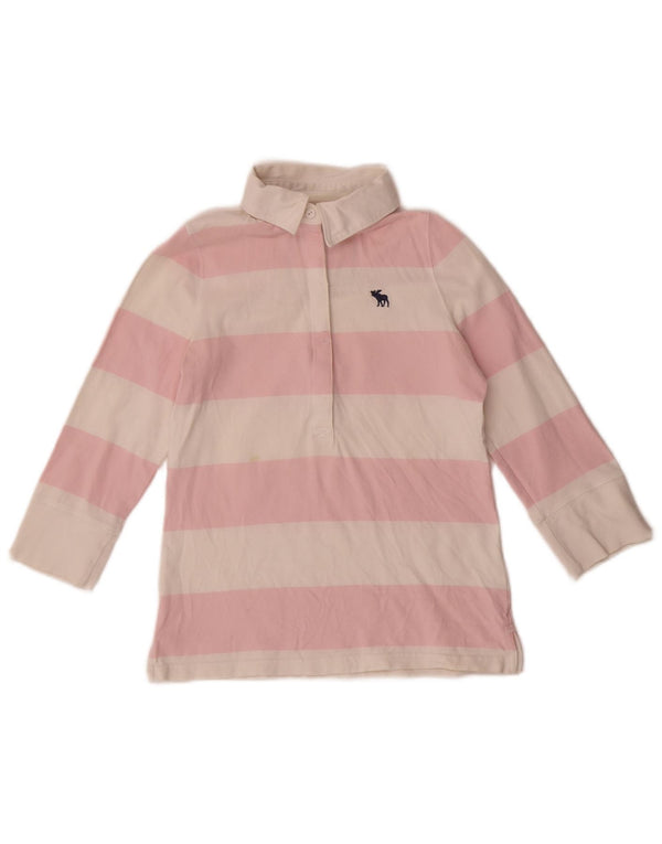 Abercrombie & Fitch Womens Rugby Polo Shirt UK 12 Medium Pink Striped