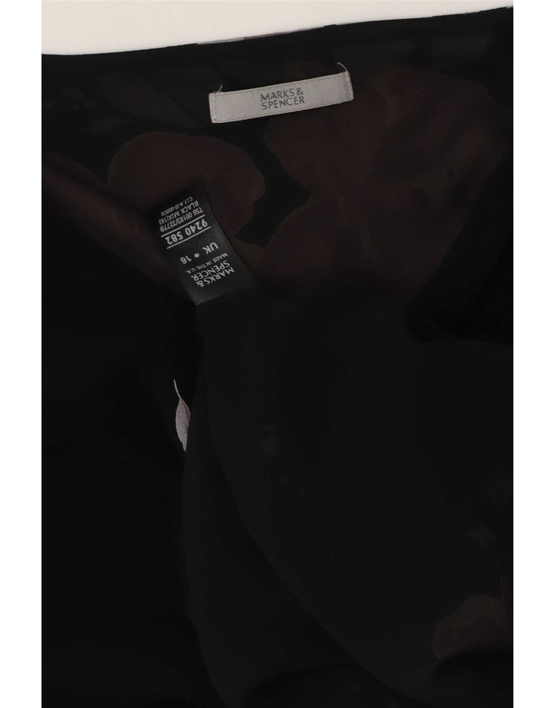 Женская блузка Marks & Spencer Top UK 16, большой черный полиэстер с цветочным принтом