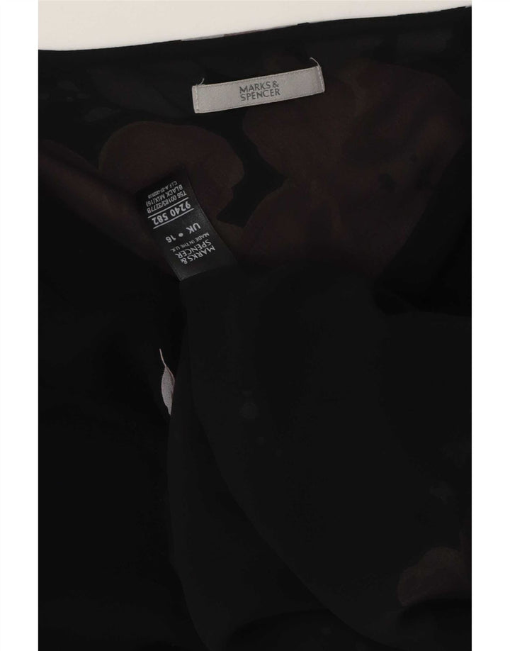 Женская блузка Marks & Spencer Top UK 16, большой черный полиэстер с цветочным принтом