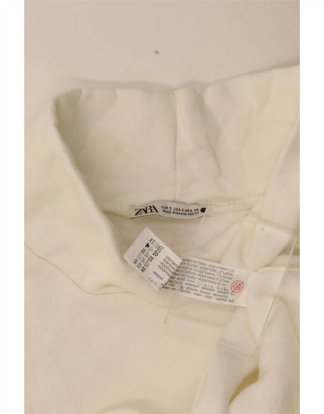 Женский топ оверсайз Zara с рукавом 3/4, UK 10, маленький, белый, хлопковый