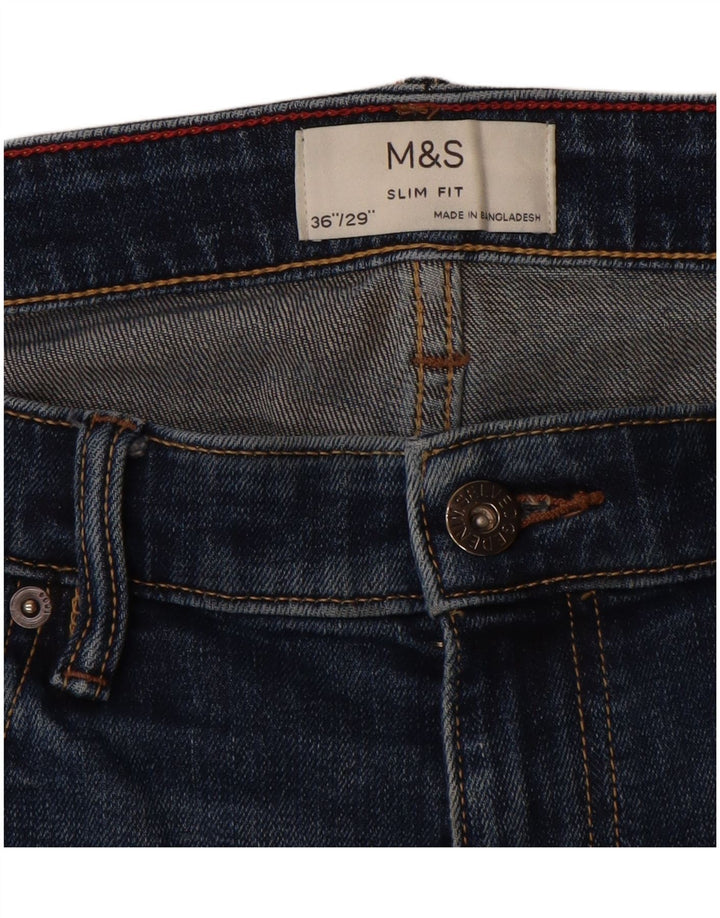 Мужские узкие джинсы Marks & Spencer W36 L29 синие, хлопок