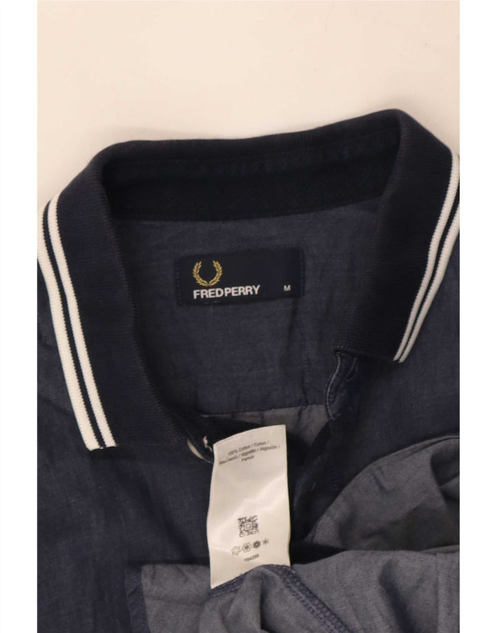 Мужская рубашка с коротким рукавом Fred Perry, средний темно-синий полосатый хлопок