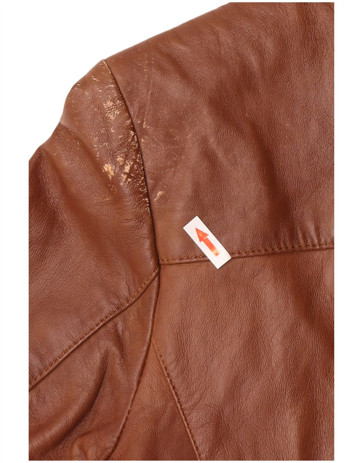 Винтажный мужской кожаный пиджак с 3 пуговицами, Великобритания 40, большой коричневый кожаный пиджак