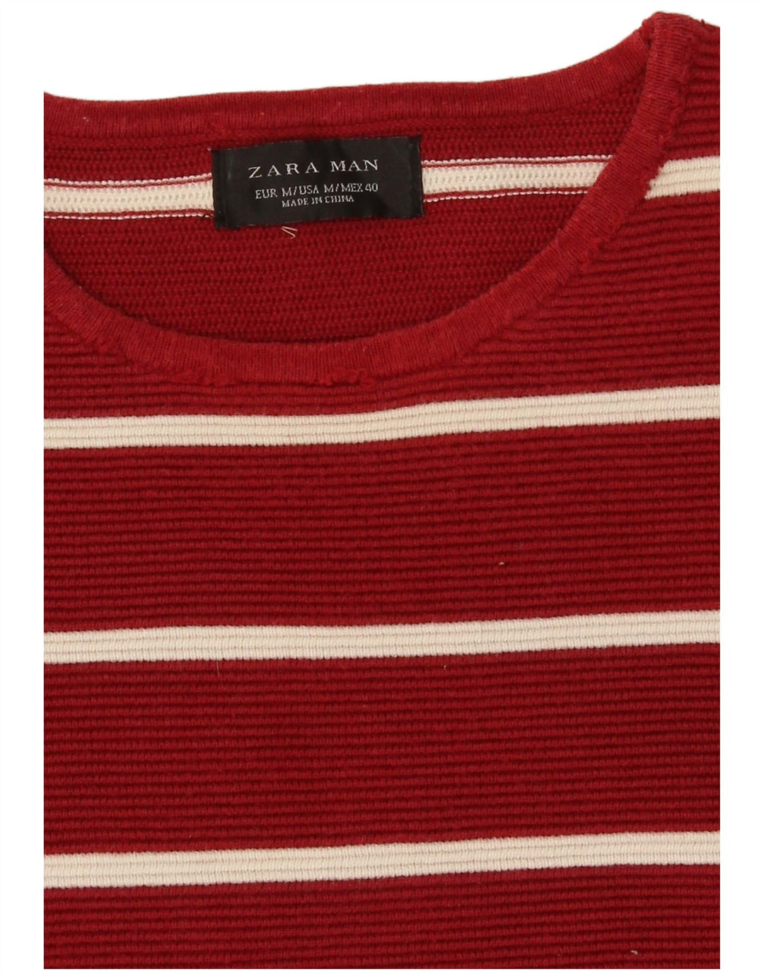 Мужской джемпер с круглым вырезом Zara, средний красный в полоску