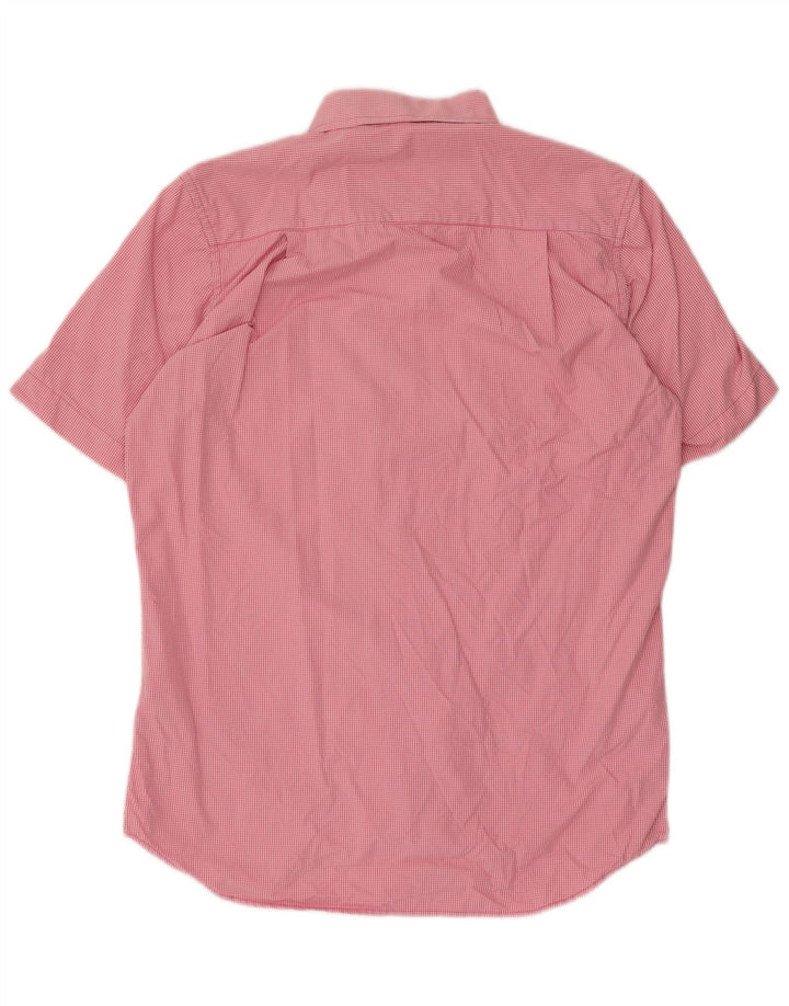 Superdry Мужская рубашка с коротким рукавом, большая розовая клетка, хлопок