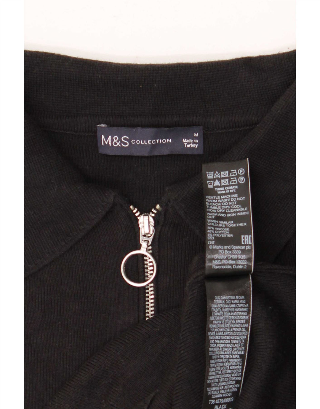 Женская рубашка поло Marks & Spencer UK 14, средний черный, вискоза