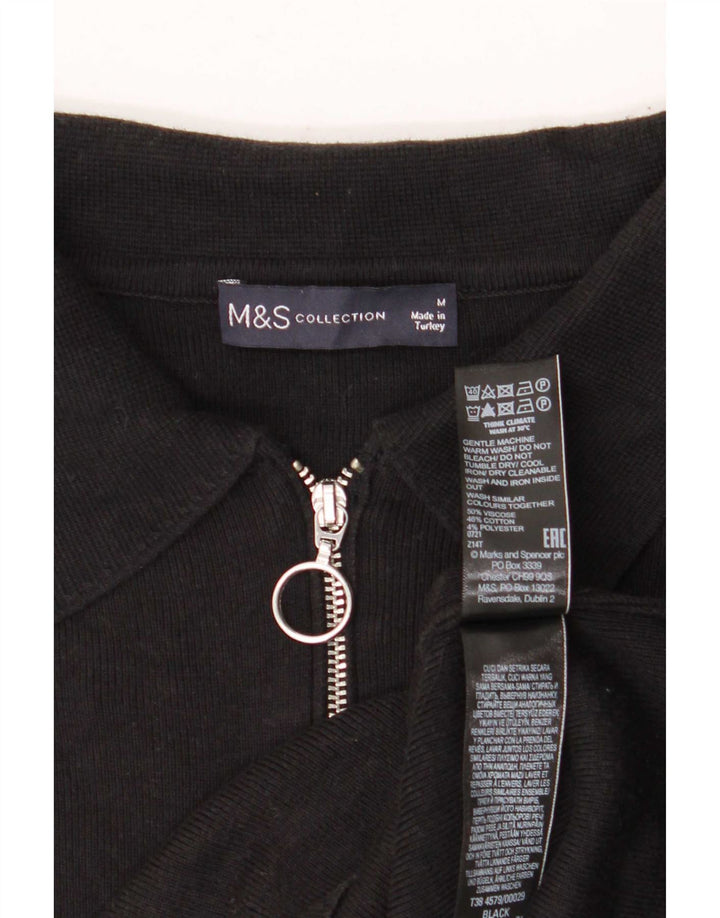 Женская рубашка поло Marks & Spencer UK 14, средний черный, вискоза