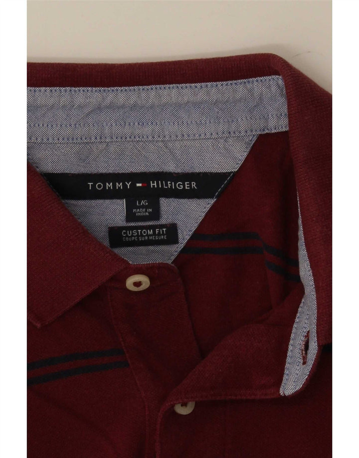 Мужская рубашка поло Tommy Hilfiger в большую красную полоску на заказ