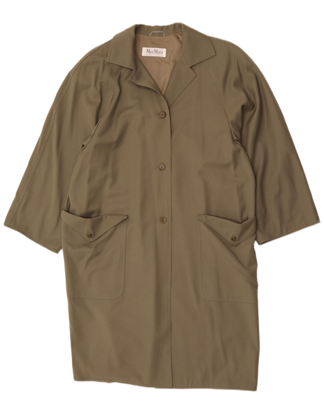Женское пальто оверсайз Max Mara UK 14, большой размер, цвет хаки, шерсть