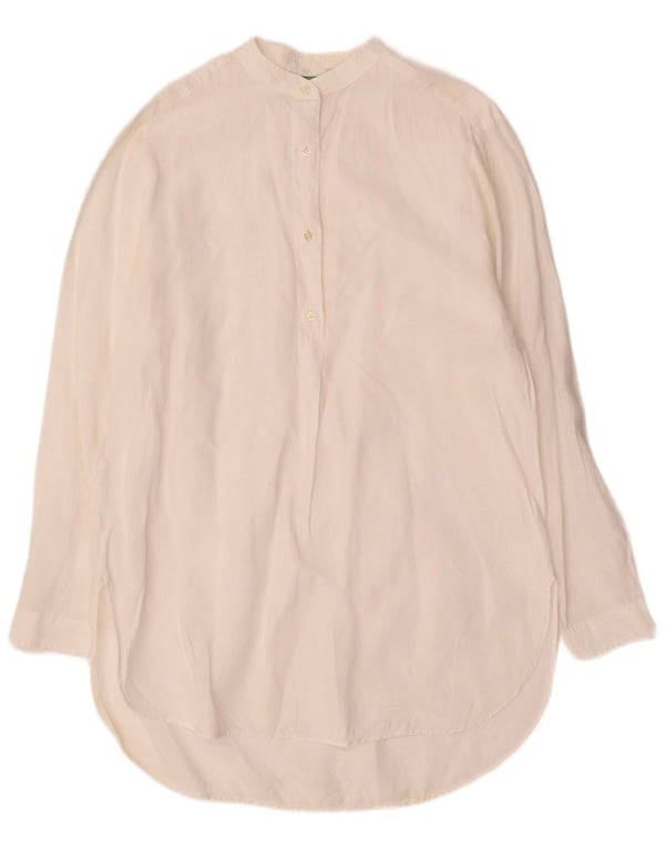 BENETTON Женская удлиненная рубашка-пуловер UK 14 Medium Off White