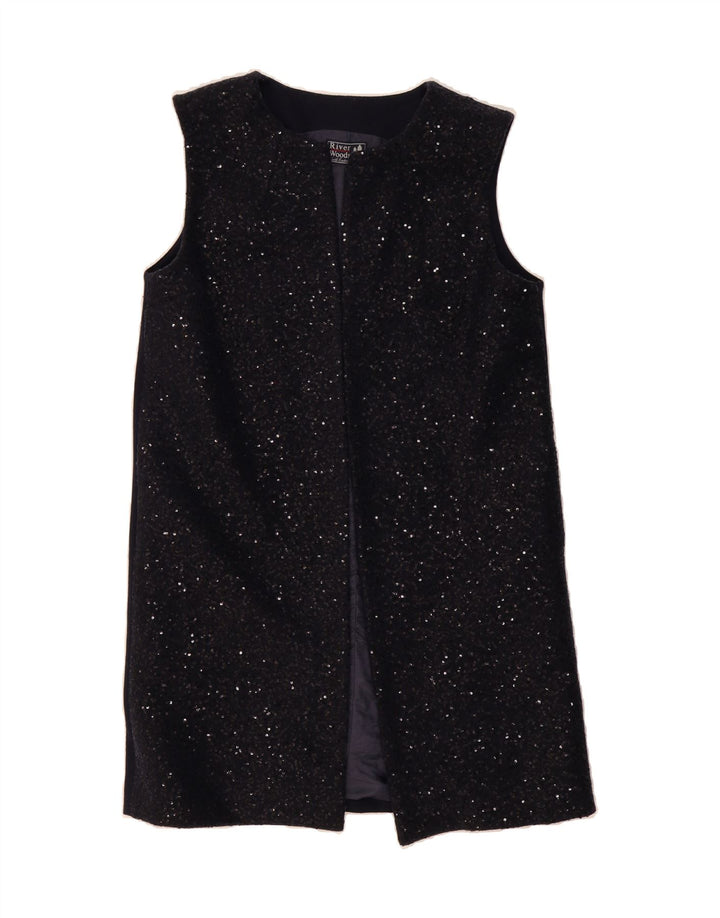 VINTAGE Womens Sleeveless Longline Cardigan Top EU 40 Medium Navy Blue Vintage Vintage and Second-Hand Vintage from Messina Hembry 