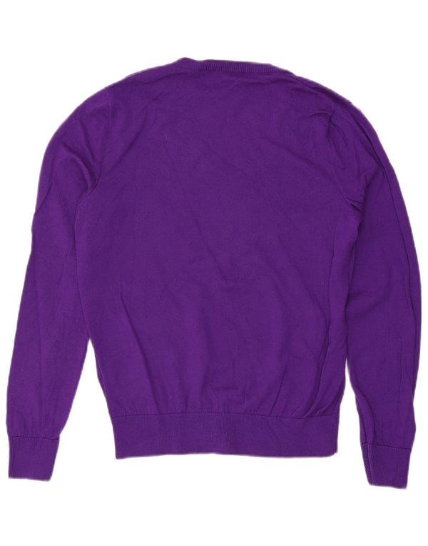 Женский джемпер с v-образным вырезом Ralph Lauren, Великобритания 18 XL, фиолетовый из мериносовой шерсти