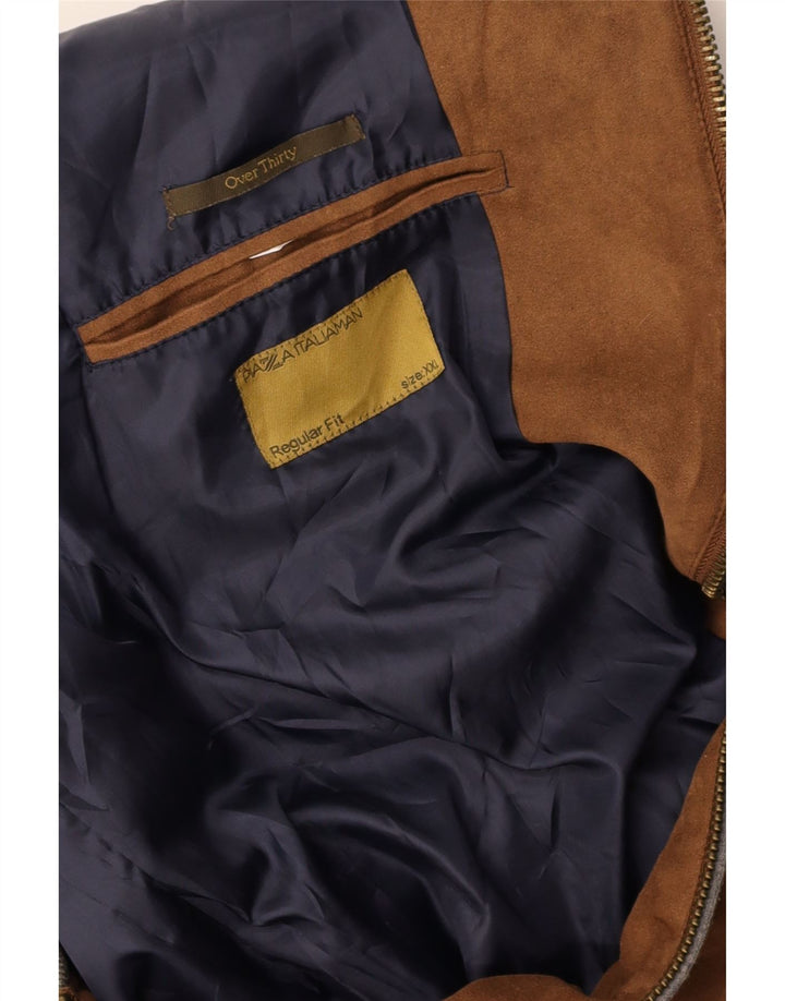 PIAZZA Mens Regular Fit Bomber Jacket UK 44 2XL Brown Colourblock