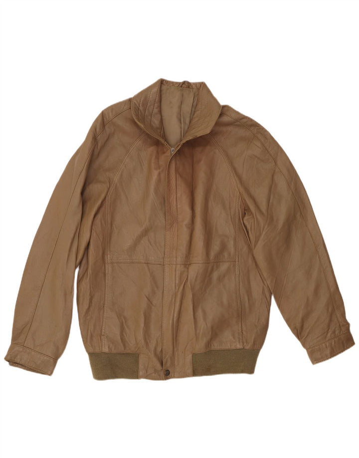 Мужская кожаная куртка VINTAGE UK 38, кожа среднего коричневого цвета