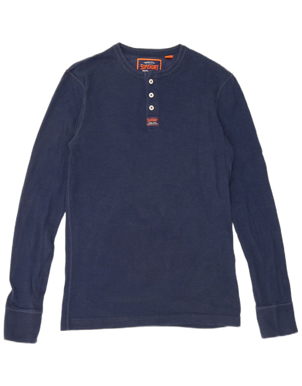 Мужской топ Superdry с длинным рукавом, маленький темно-синий, хлопок