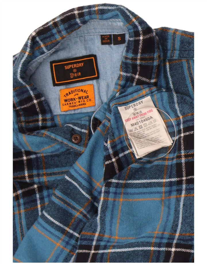 Мужская фланелевая рубашка Superdry, маленькая синяя клетка, хлопок