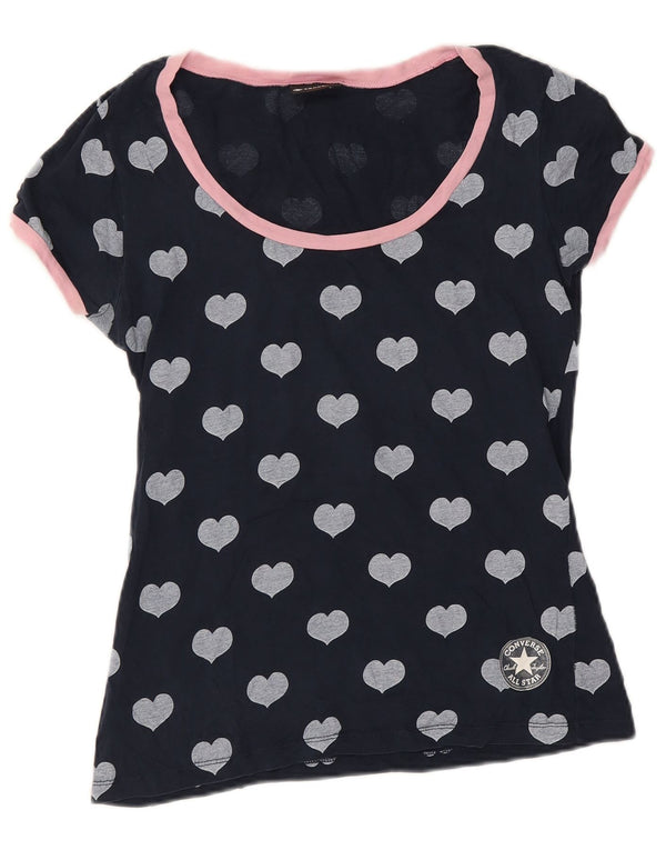 Женская футболка Converse с абстрактным узором Top UK 12 Medium Navy Blue Heart
