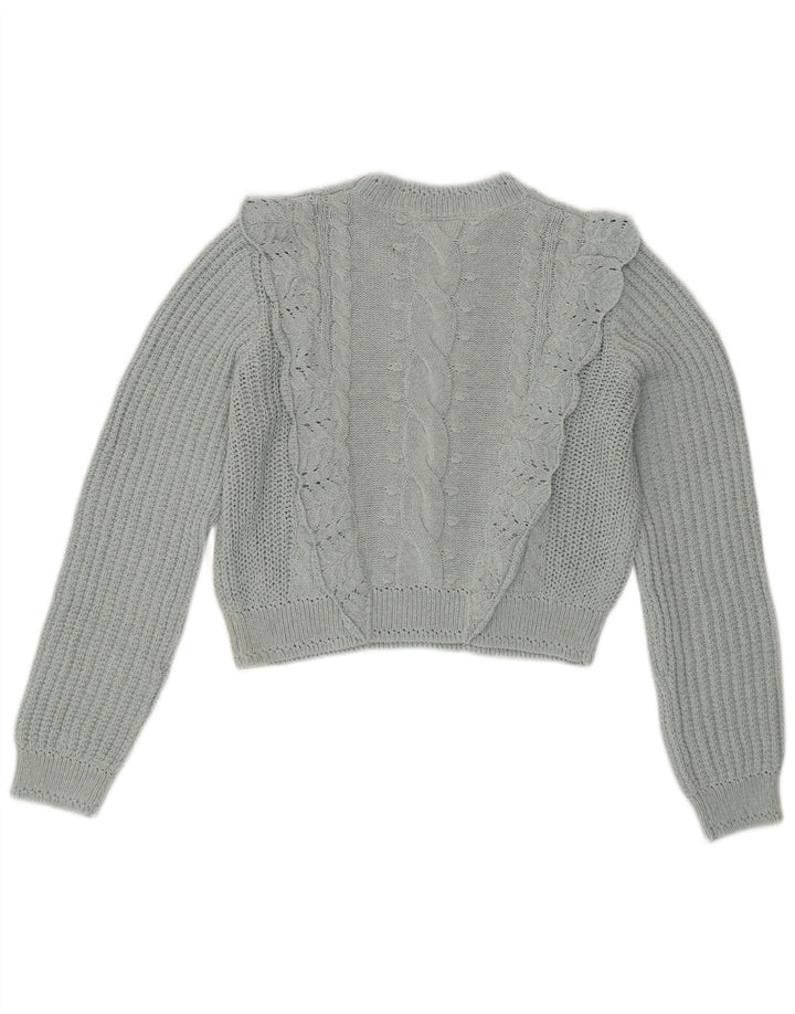 Женский укороченный джемпер с круглым вырезом ZARA UK 14, средний синий цвет