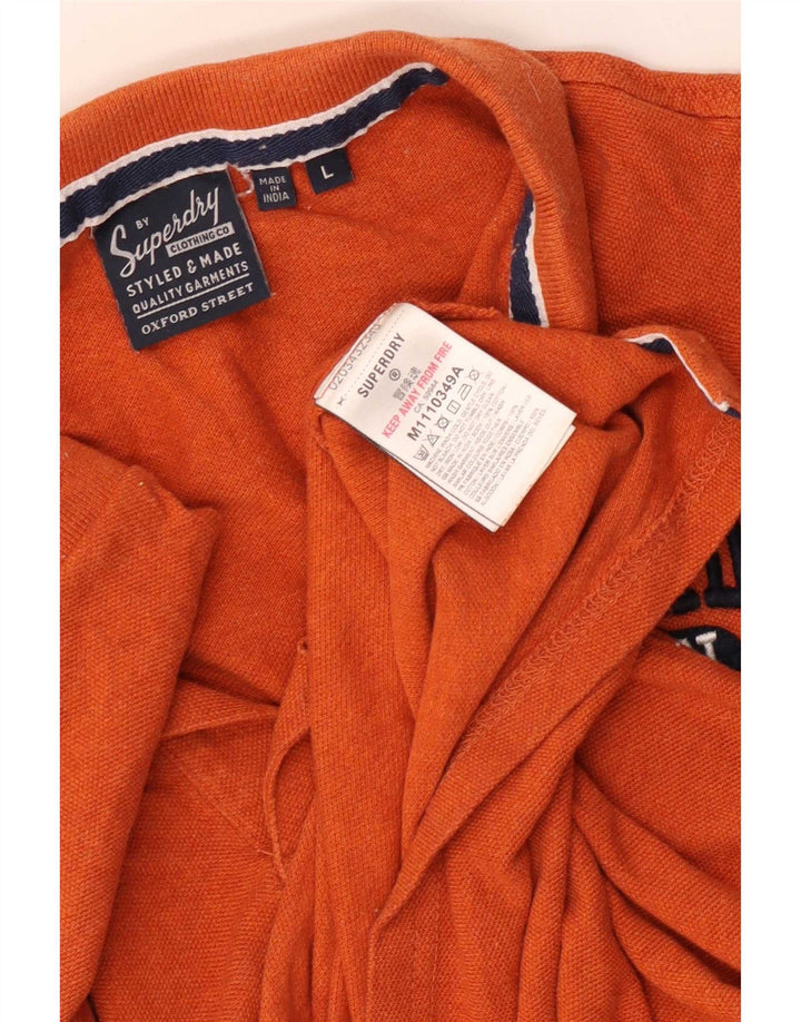 Мужская рубашка поло с рисунком Superdry, большая оранжевая хлопковая рубашка